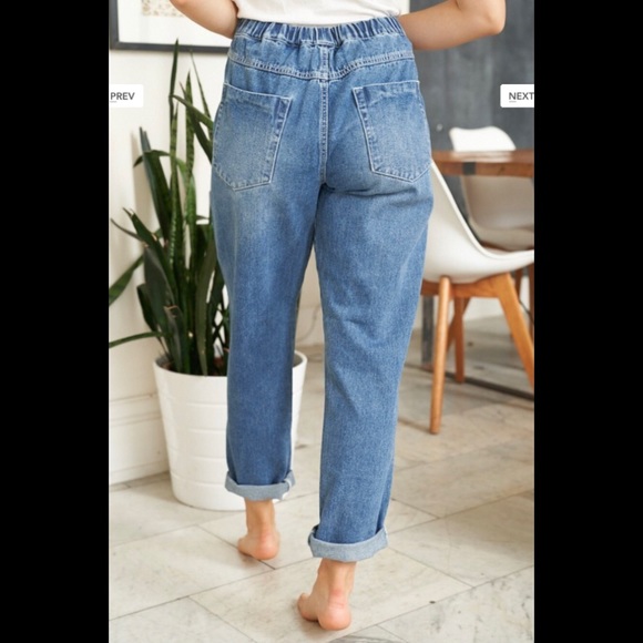 White Birch Straight Leg Denim Pants With Elastic Waist and Drawstring Size Med - Picture 13 of 15